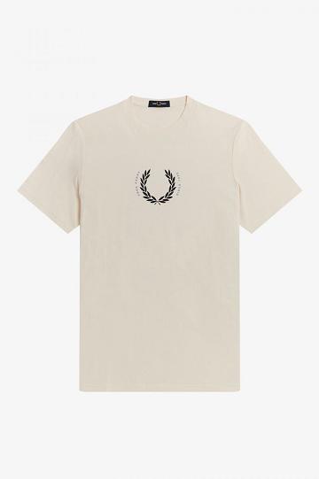 White Fred Perry Laurel Wreath Men's T Shirts | PH 1697OKIR